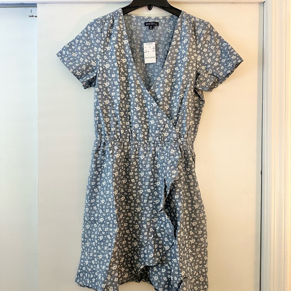 NWT J. Crew Blue Floral Wrap Dress